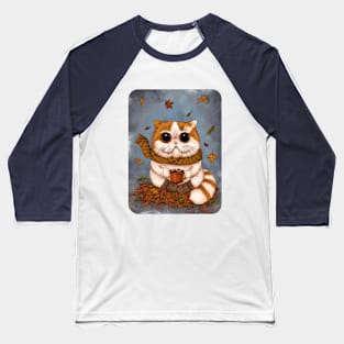 Сute autumn cat Baseball T-Shirt